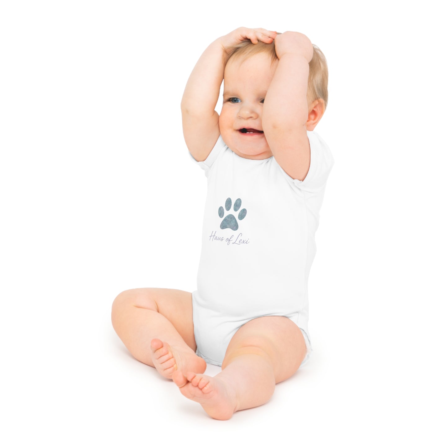 Cute Baby Bodysuit with Paw Print & Dashie Sister Haus of Lexi Design