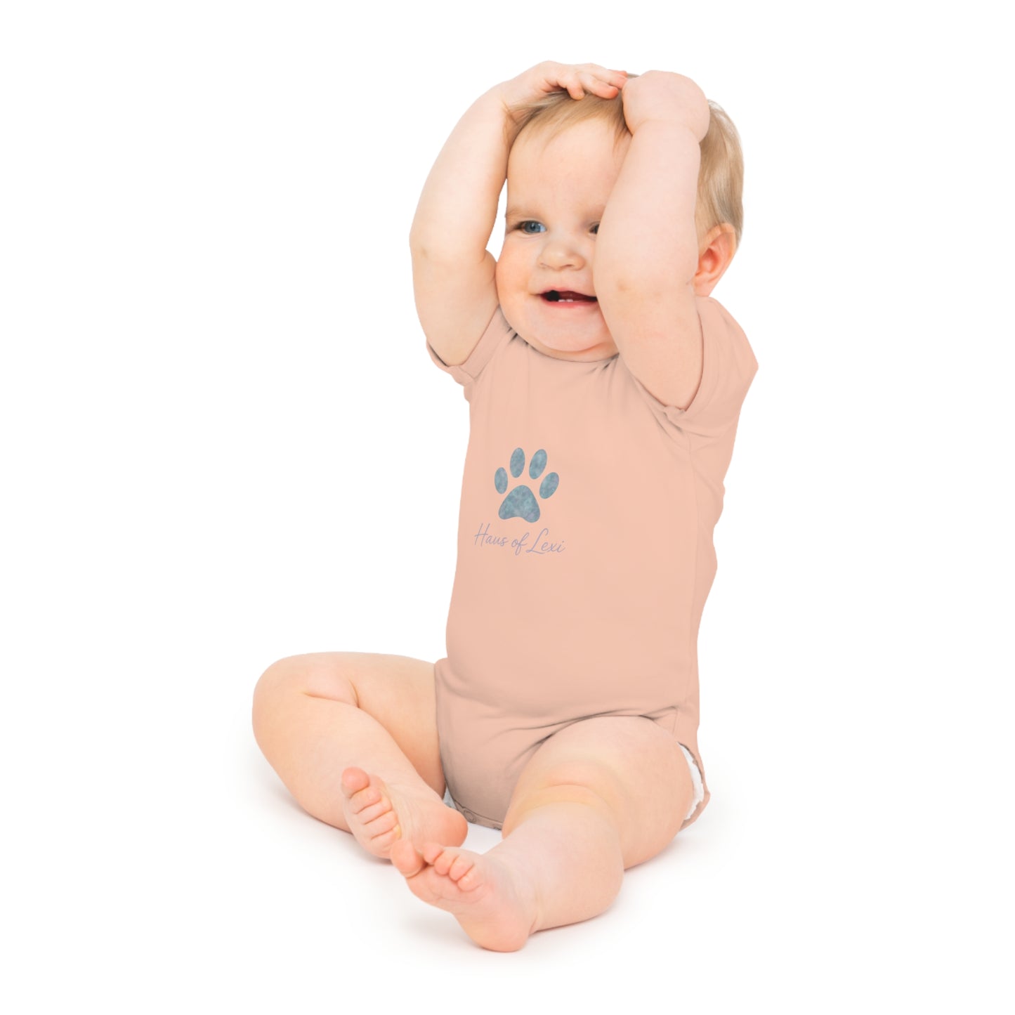 Cute Baby Bodysuit with Paw Print & Dashie Sister Haus of Lexi Design