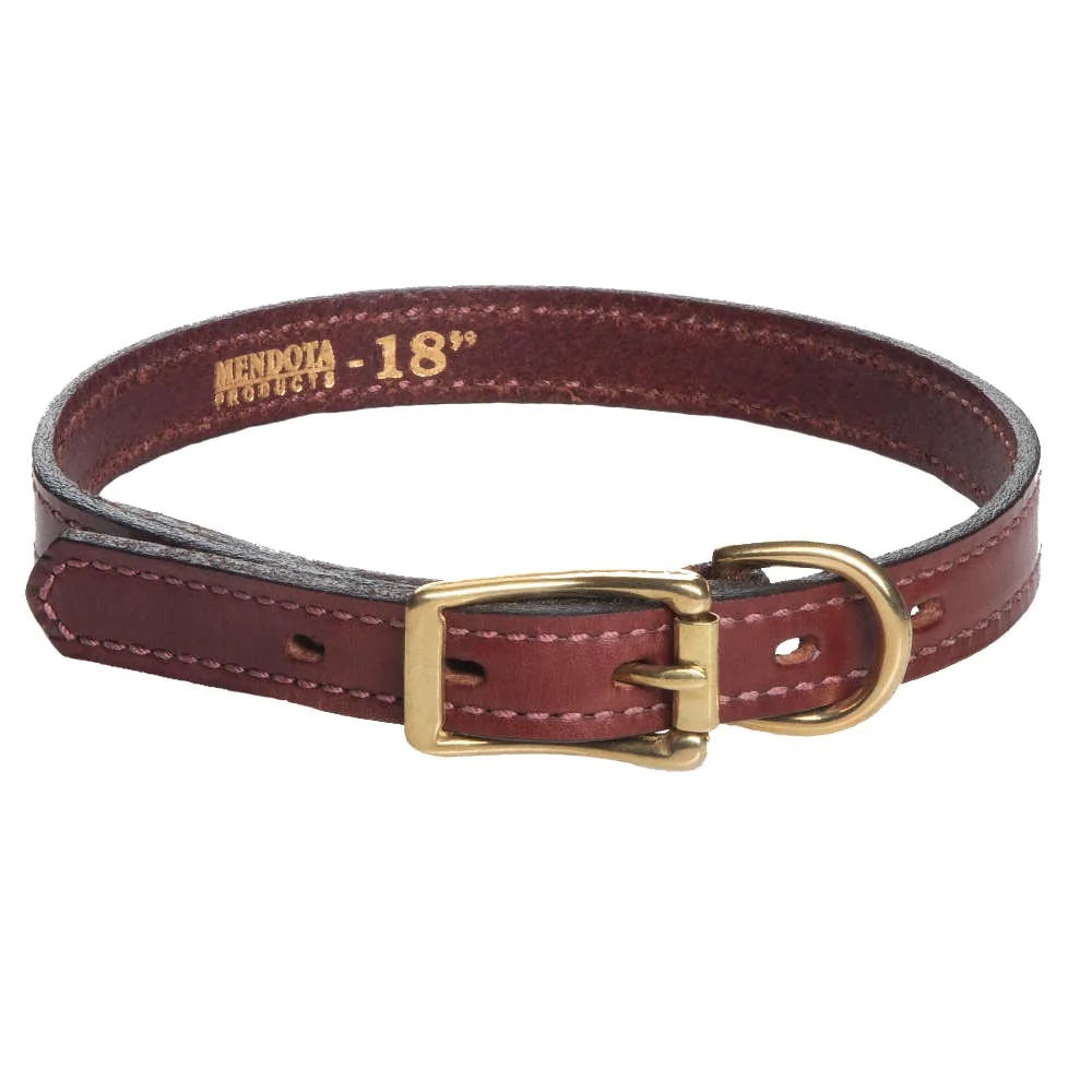 Mendota Leather Narrow width Dog Collar 3/4" X 10"