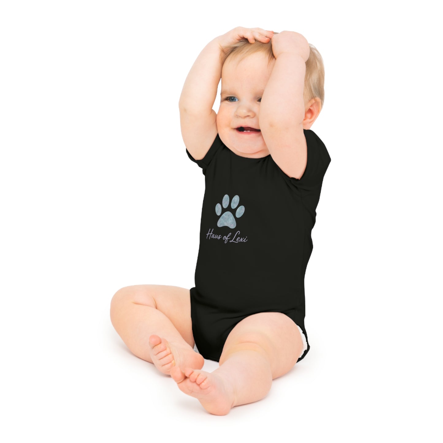 Cute Baby Bodysuit with Paw Print & Dashie Brother Design