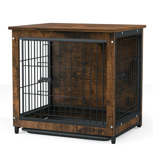 Small Wooden Dog Crate Indoor Kennel 63x51x59cm End Table Nightstand
