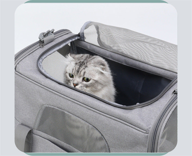 Foldable Soft-Sided Pet Carrier for Travel - Fits Cats & Small Dogs Under 6kg, with Removable Plush Bed & Shoulder Strap(pink)