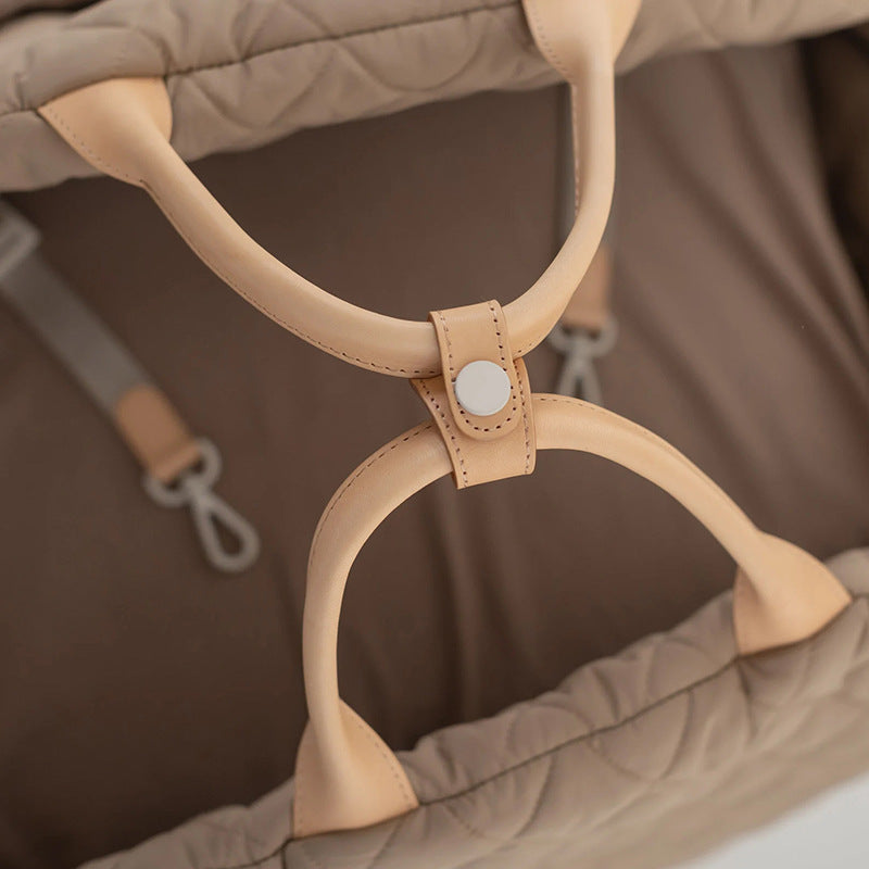 Luxury Quilted 2-in-1 Pet Travel Carrier & Car Booster Seat for Small Dogs(Camel)